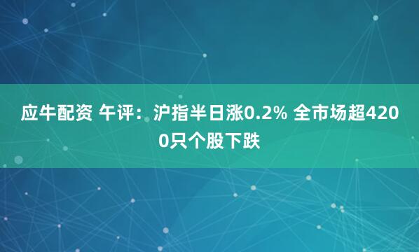 应牛配资 午评：沪指半日涨0.2% 全市场超4200只个股下跌